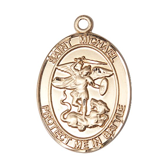14KT GOLD ST MICHAEL MEDAL - 1" x 5/8"